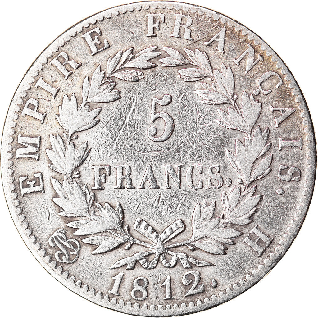 Coin, France, Napoléon I, 5 Francs, 1812, La Rochelle, VF(20-25), Silver