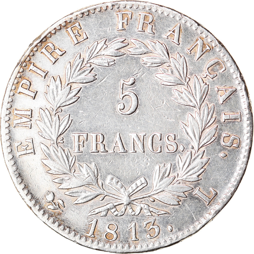 Moneta, Francia, Napoléon I, 5 Francs, 1813, Bayonne, MB+, Argento, KM:694.9