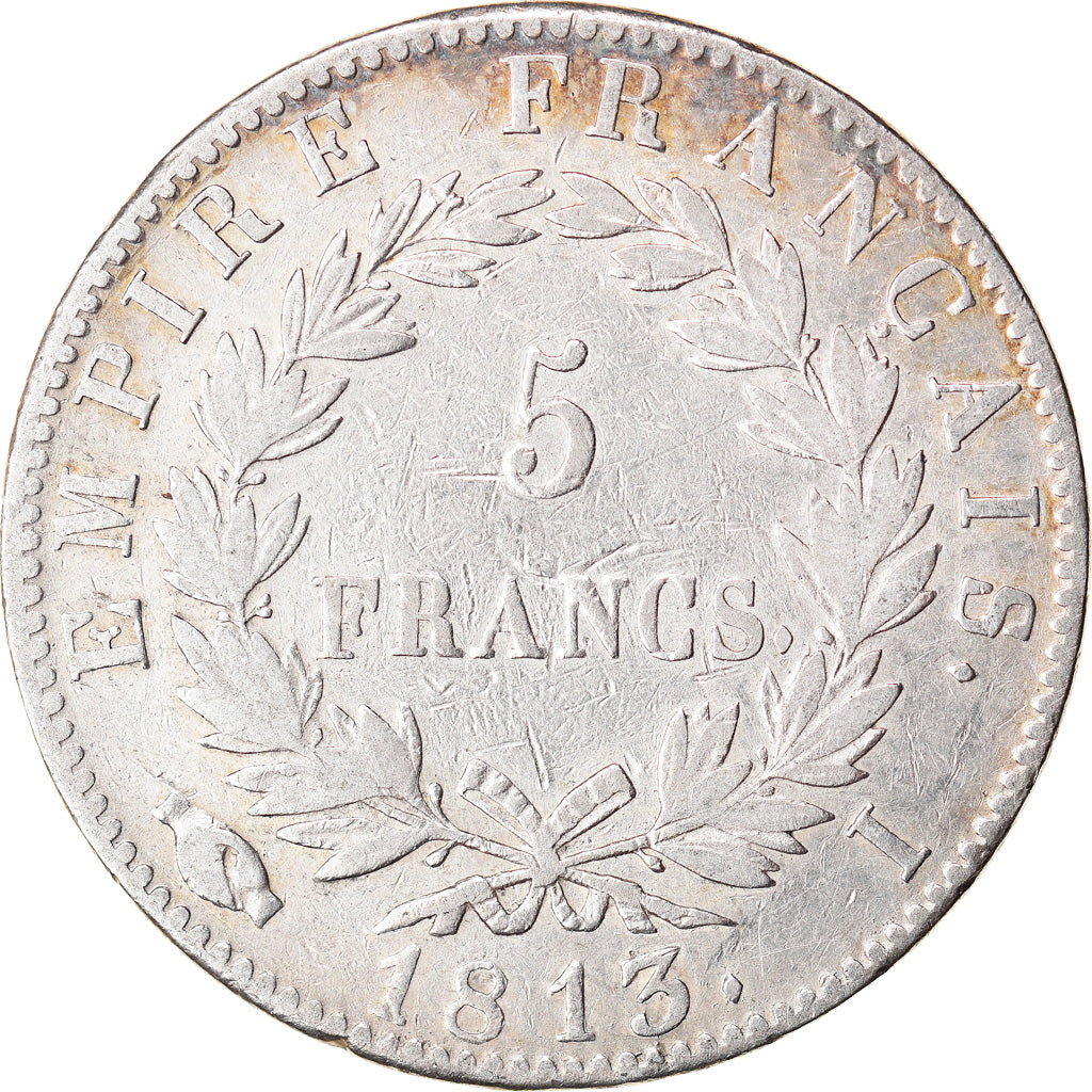 Moneta, Francia, Napoléon I, 5 Francs, 1813, Limoges, MB+, Argento, KM:694.7