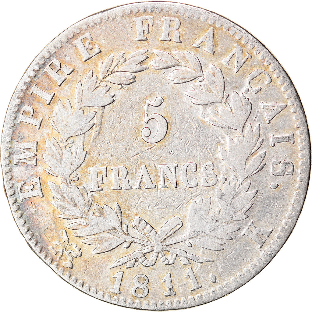 Coin, France, Napoléon I, 5 Francs, 1811, Bordeaux, VF(30-35), Silver