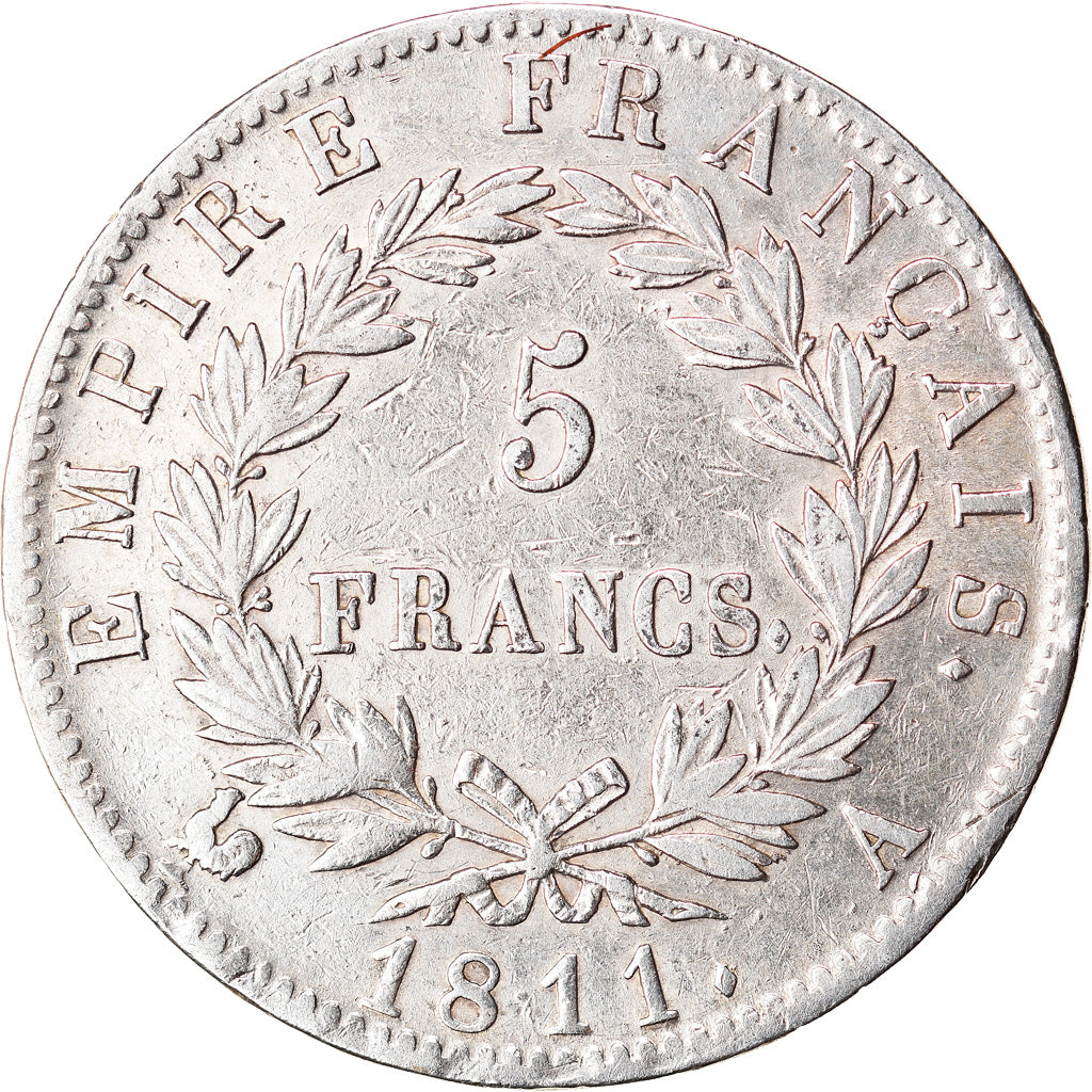 Coin, France, Napoléon I, 5 Francs, 1811, Paris, EF(40-45), Silver, KM:694.1