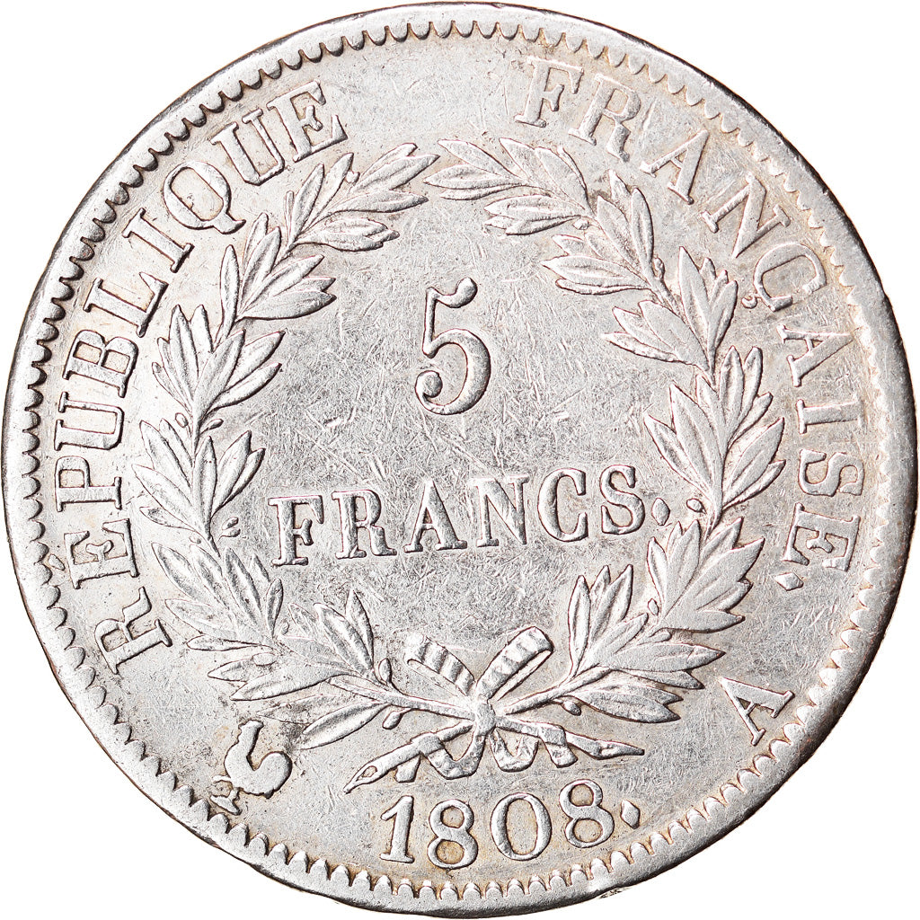 Coin, France, Napoléon I, 5 Francs, 1808, Paris, VF(30-35), Silver, KM:686.1
