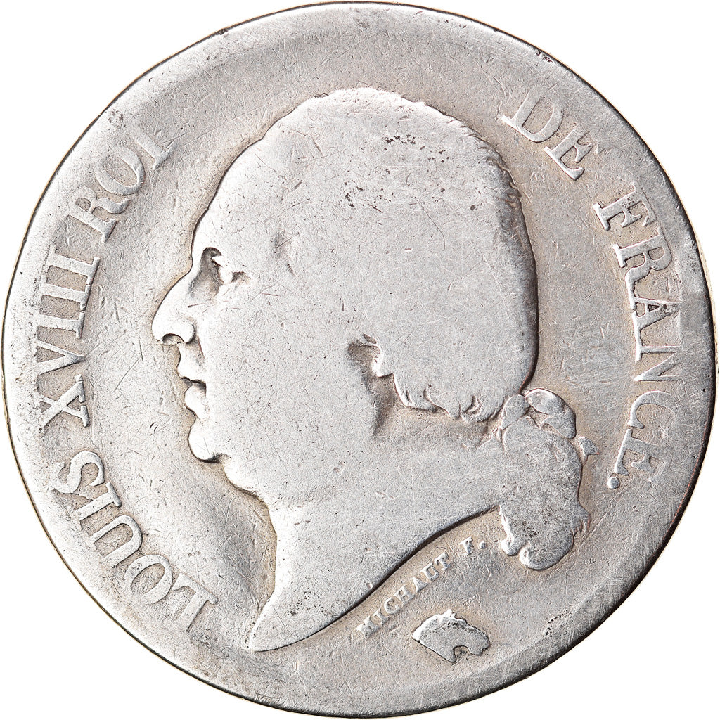 Moneta, Francia, Louis XVIII, Louis XVIII, 5 Francs, 1822, Rouen, B, Argento