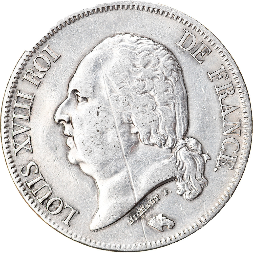 Monnaie, France, Louis XVIII, 5 Francs, 1822, Bordeaux, TB+, Argent