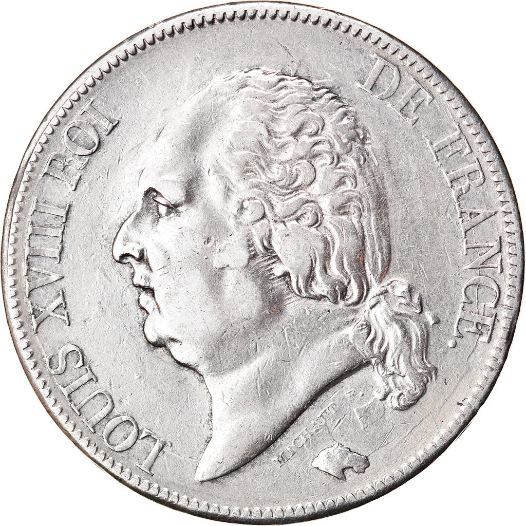 Moeda, França, Louis XVIII, Louis XVIII, 5 Francs, 1819, Rouen, VF(30-35)