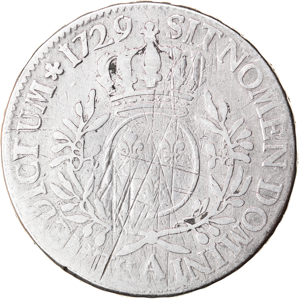 Moneta, Francia, Louis XV, Écu aux branches d'olivier, Ecu, 1729, Paris, B+