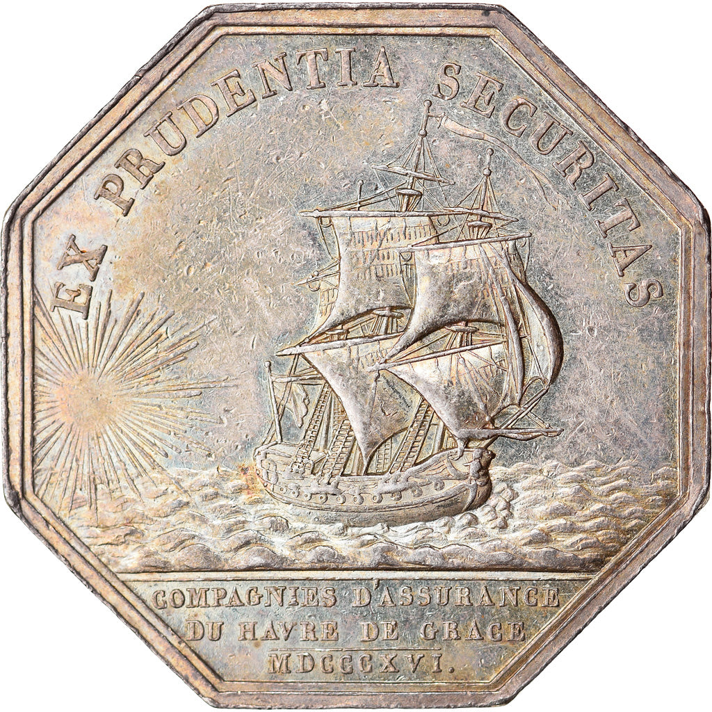 França, Token, Luís XVIII, Compagnies d'Assurance du Havre, 1816, AU(55-58)