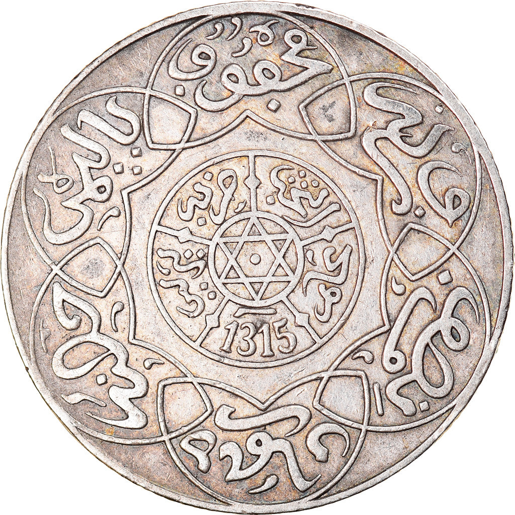 Coin, Morocco, 'Abd al-Aziz, 2-1/2 Dirhams, 1897, Berlin, AU(50-53), Silver