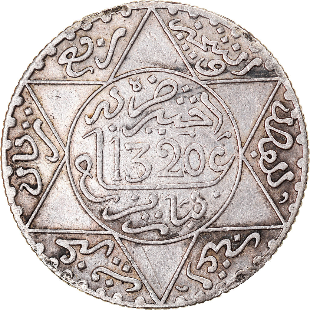 Coin, Morocco, 'Abd al-Aziz, 1/4 Rial, 2-1/2 Dirhams, 1902, Paris, AU(50-53)
