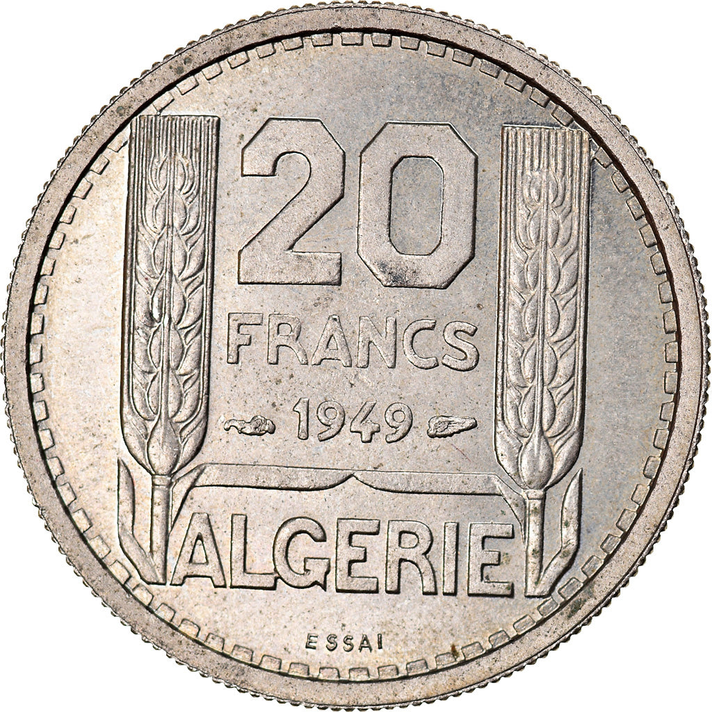 Coin, Algeria, 20 Francs, 1949, Paris, ESSAI, MS(60-62), Copper-nickel, KM:E1