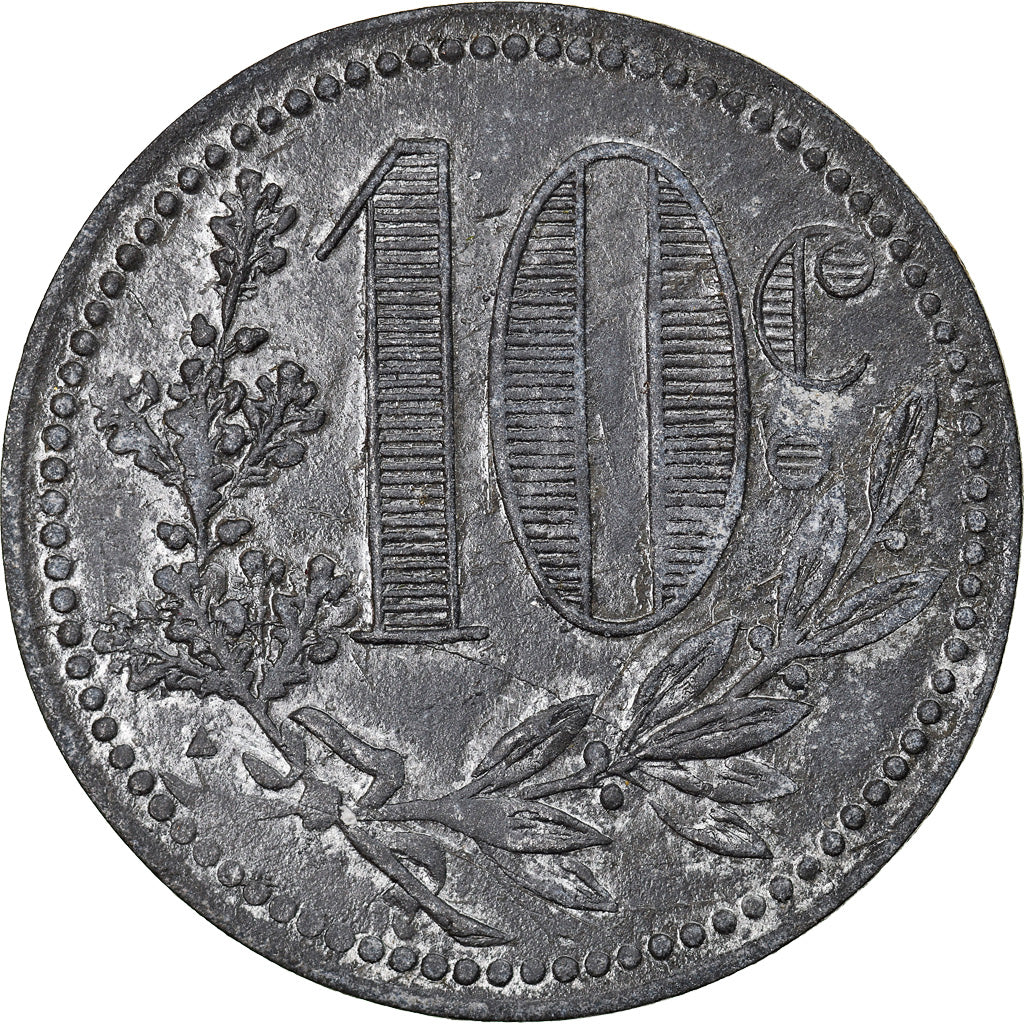 Coin, Algeria, Chambre de Commerce, Alger, 10 Centimes, 1917, AU(55-58), Zinc