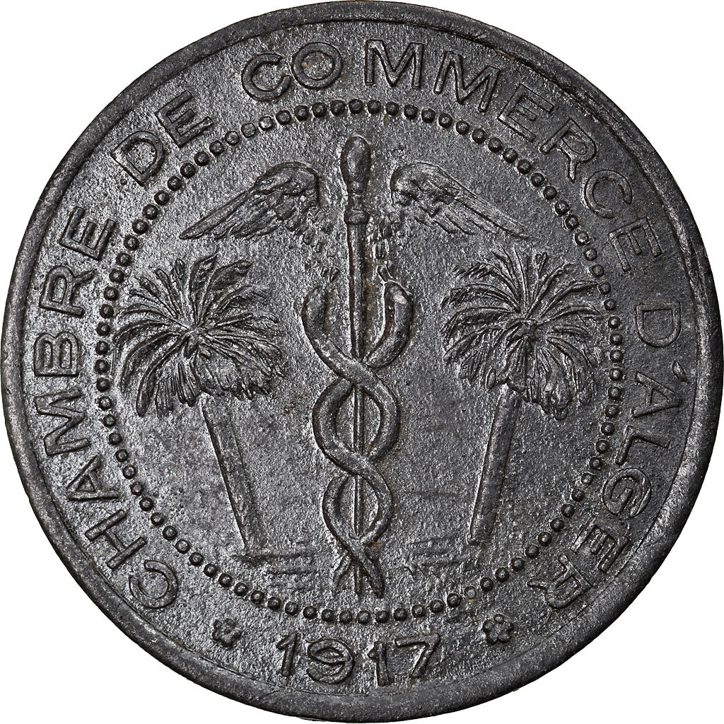 Coin, Algeria, Chambre de Commerce, Alger, 5 Centimes, 1917, AU(55-58), Zinc