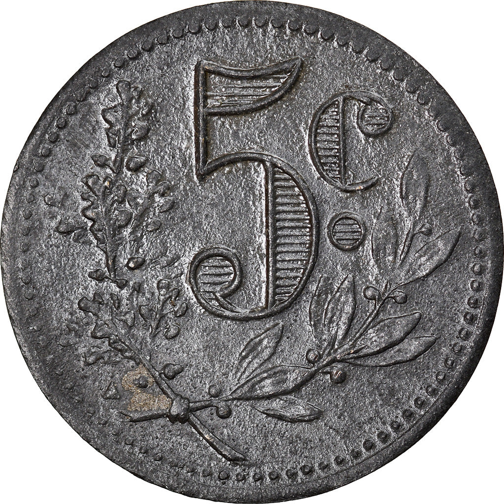Coin, Algeria, Chambre de Commerce, Alger, 5 Centimes, 1917, AU(55-58), Zinc