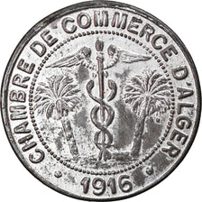 Moneda, Algeria, Chambre de Commerce, Alger, 10 Centimes, 1916, MBC, Aluminio