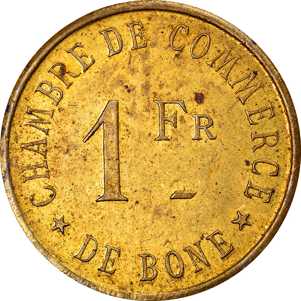 Coin, Algeria, Chambre de Commerce, Bône, Franc, EF(40-45), Brass, Lecompte:219