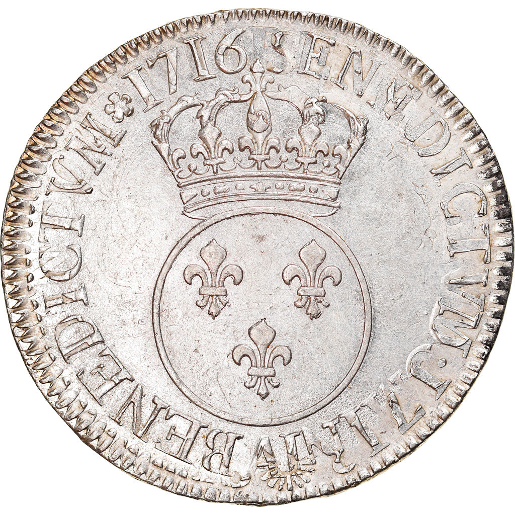 Munten, Frankrijk, Louis XV, Écu Vertugadin, Ecu, 1716, Paris, PR, Zilver