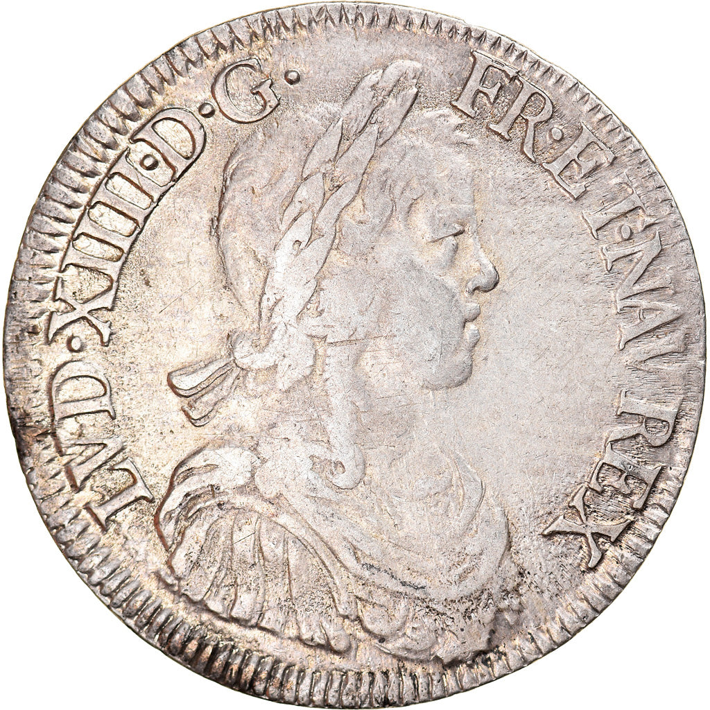 Moneda, Francia, Louis XIV, Écu à la mèche longue, Ecu, 1648, Nantes, MBC