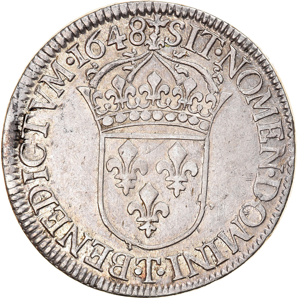 Moneda, Francia, Louis XIV, Écu à la mèche longue, Ecu, 1648, Nantes, MBC
