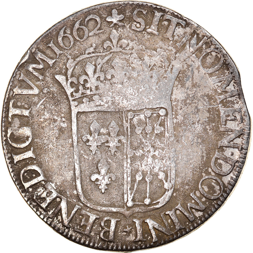 Monnaie, France, Louis XIV, Écu de Navarre à la mèche longue, Ecu, 1662