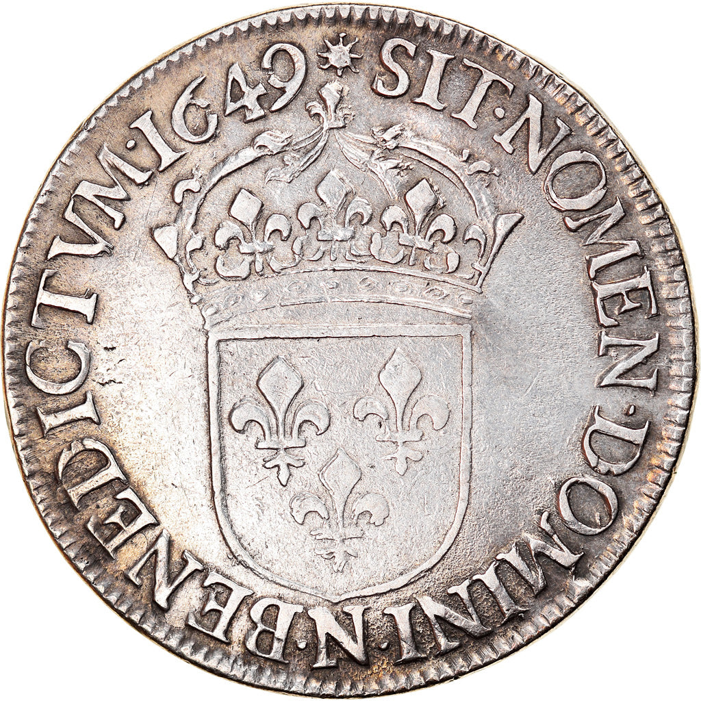 Moneda, Francia, Louis XIV, Écu à la mèche longue, Ecu, 1649, Montpellier