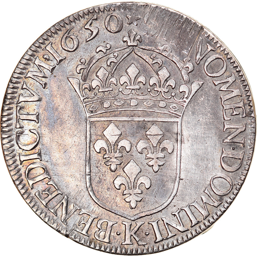 Moneta, Francja, Louis XIV, Écu à la mèche longue, 1650, Bordeaux, EF(40-45)