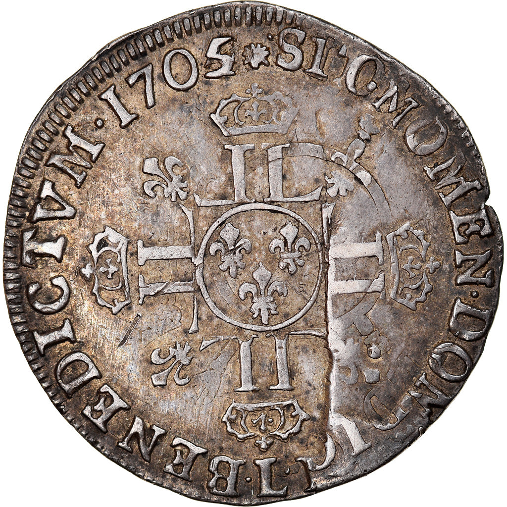 Moneta, Francia, Louis XIV, 1/2 Écu aux huit L, 1705, Bayonne, Unpublished, BB
