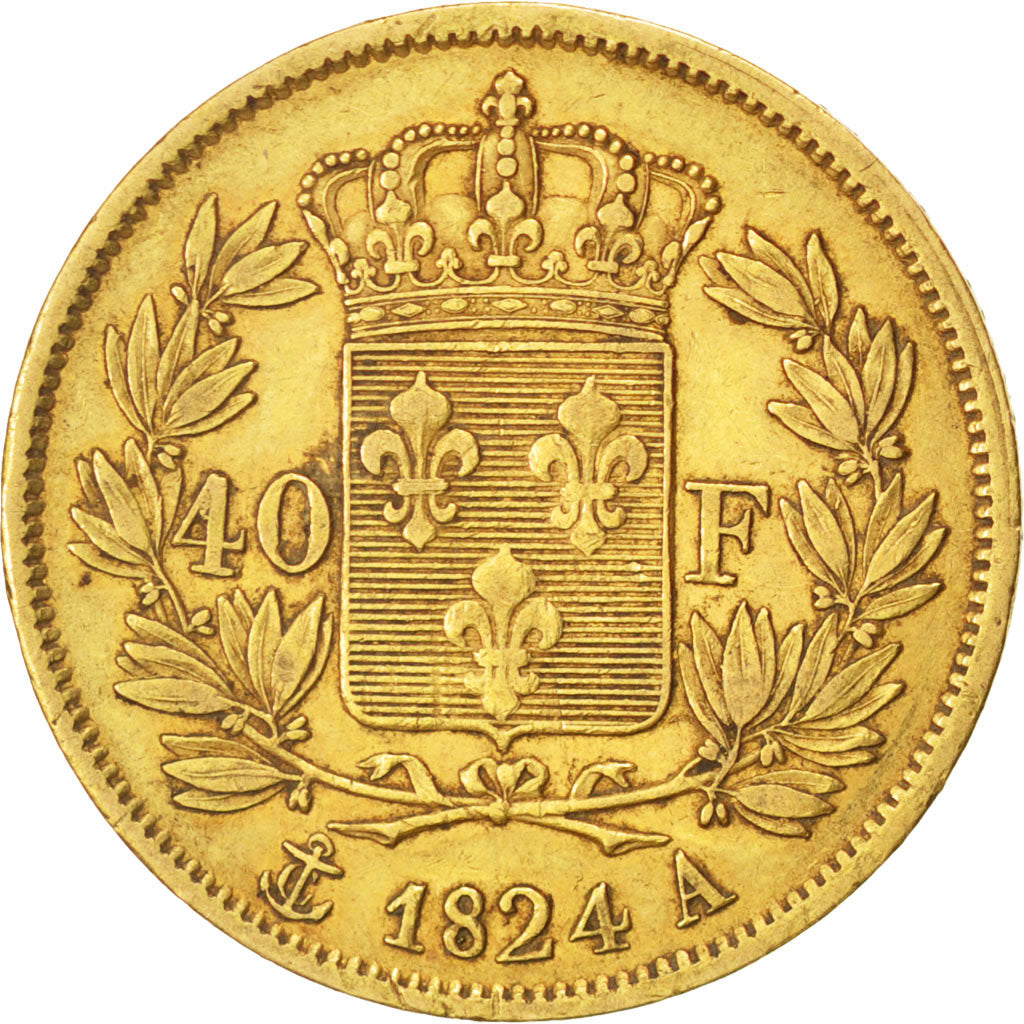 Charles X, 40 Francs Or 1824 A, KM 721.1