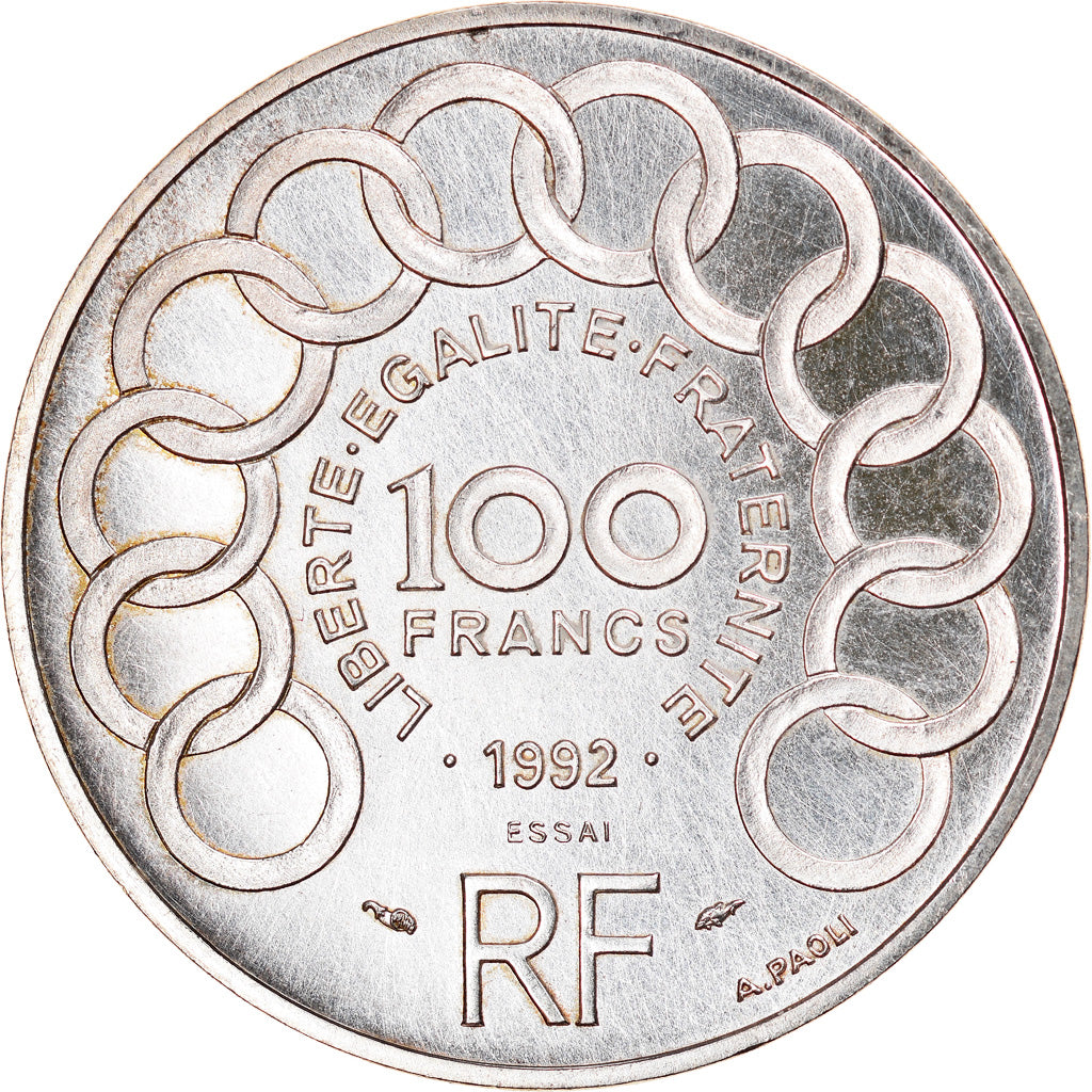 Coin, France, Jean Monnet, 100 Francs, 1992, Paris, ESSAI, MS(63), Silver
