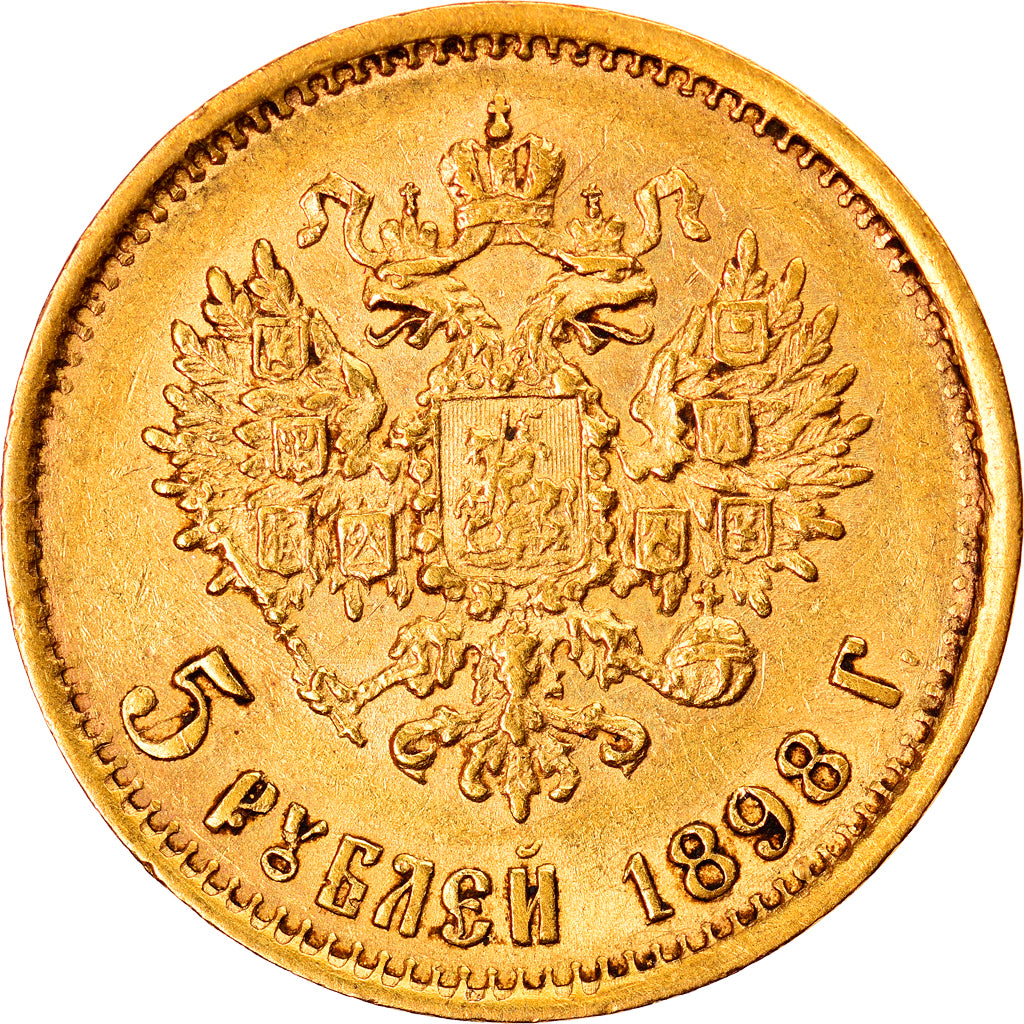 Moneta, Russia, Nicholas II, 5 Roubles, 1898, St. Petersburg, BB+, Oro, KM:62