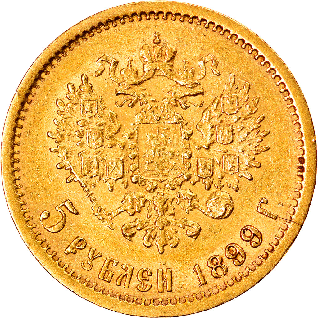 Münze, Russland, Nicholas II, 5 Roubles, 1899, St. Petersburg, SS+, Gold, KM:62