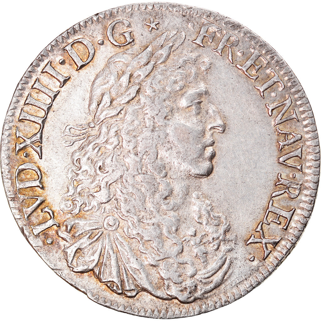 Monnaie, France, Louis XIV, 1/2 Écu au buste juvénile, 1/2 Ecu, 1673/63, Lyon