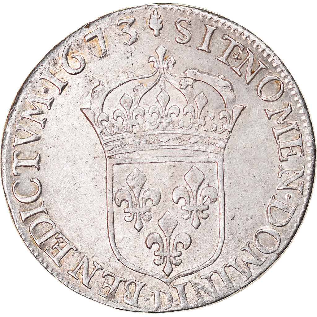 Monnaie, France, Louis XIV, 1/2 Écu au buste juvénile, 1/2 Ecu, 1673/63, Lyon