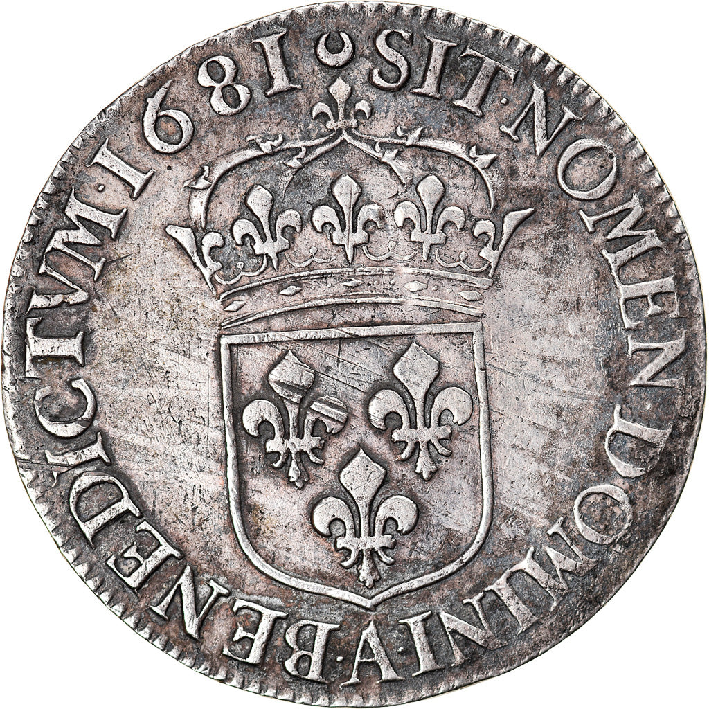 Munten, Frankrijk, Louis XIV, 1/2 Écu à la cravate, 1/2 Ecu, 1681, Paris, ZF