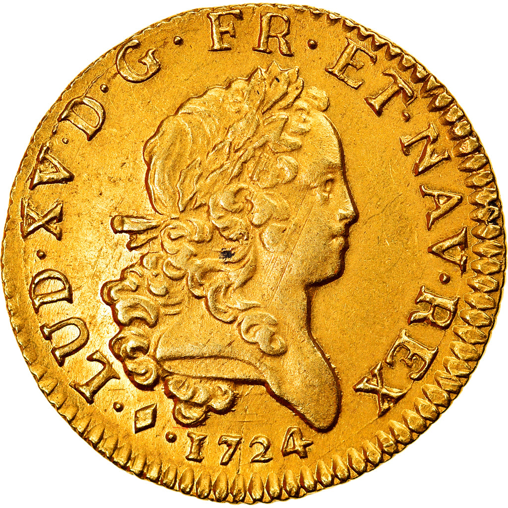 Coin, France, Louis XV, Louis d'or Mirliton, grandes palmes, Louis d'Or, 1724