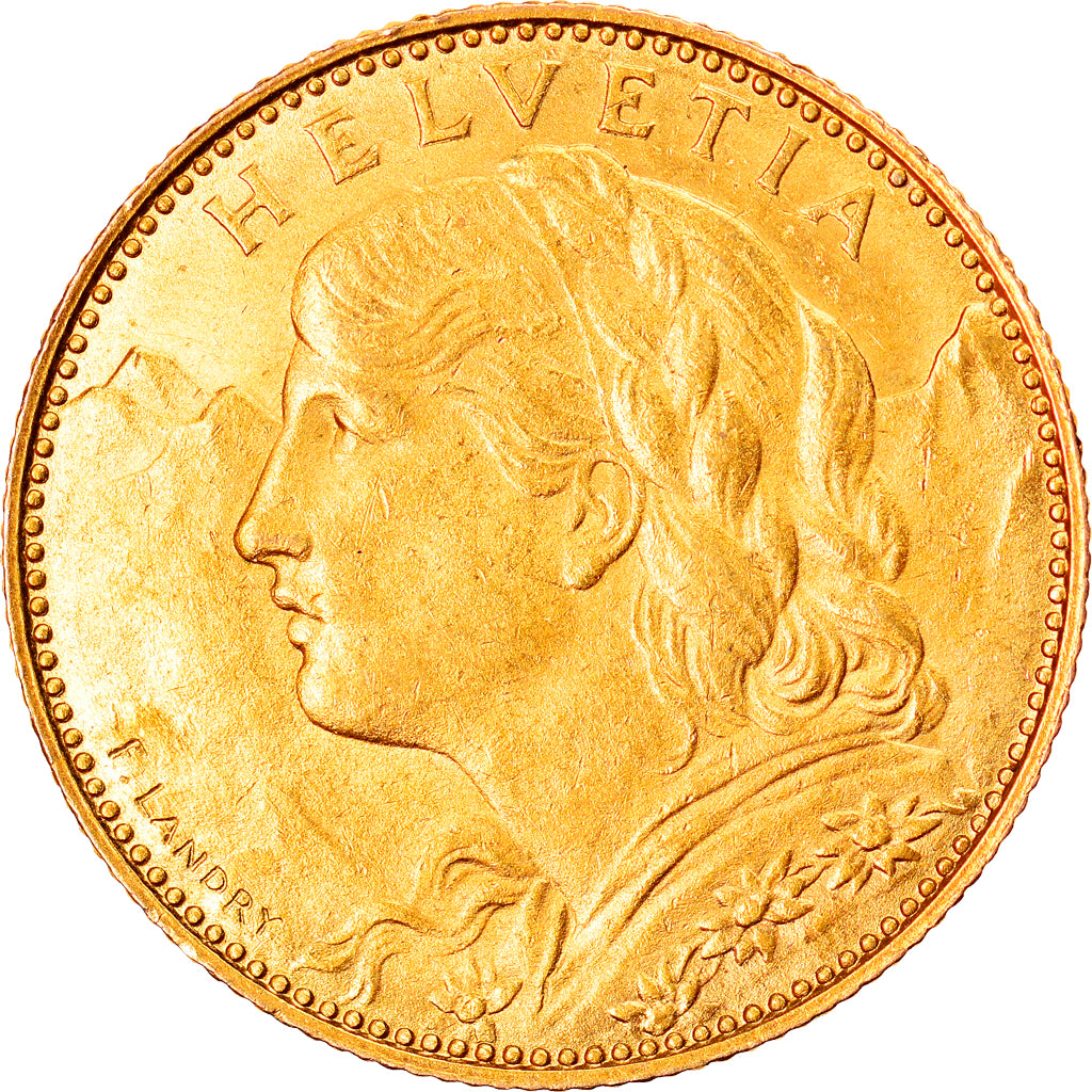 Coin, Switzerland, 10 Francs, 1922, Bern, MS(60-62), Gold, KM:36