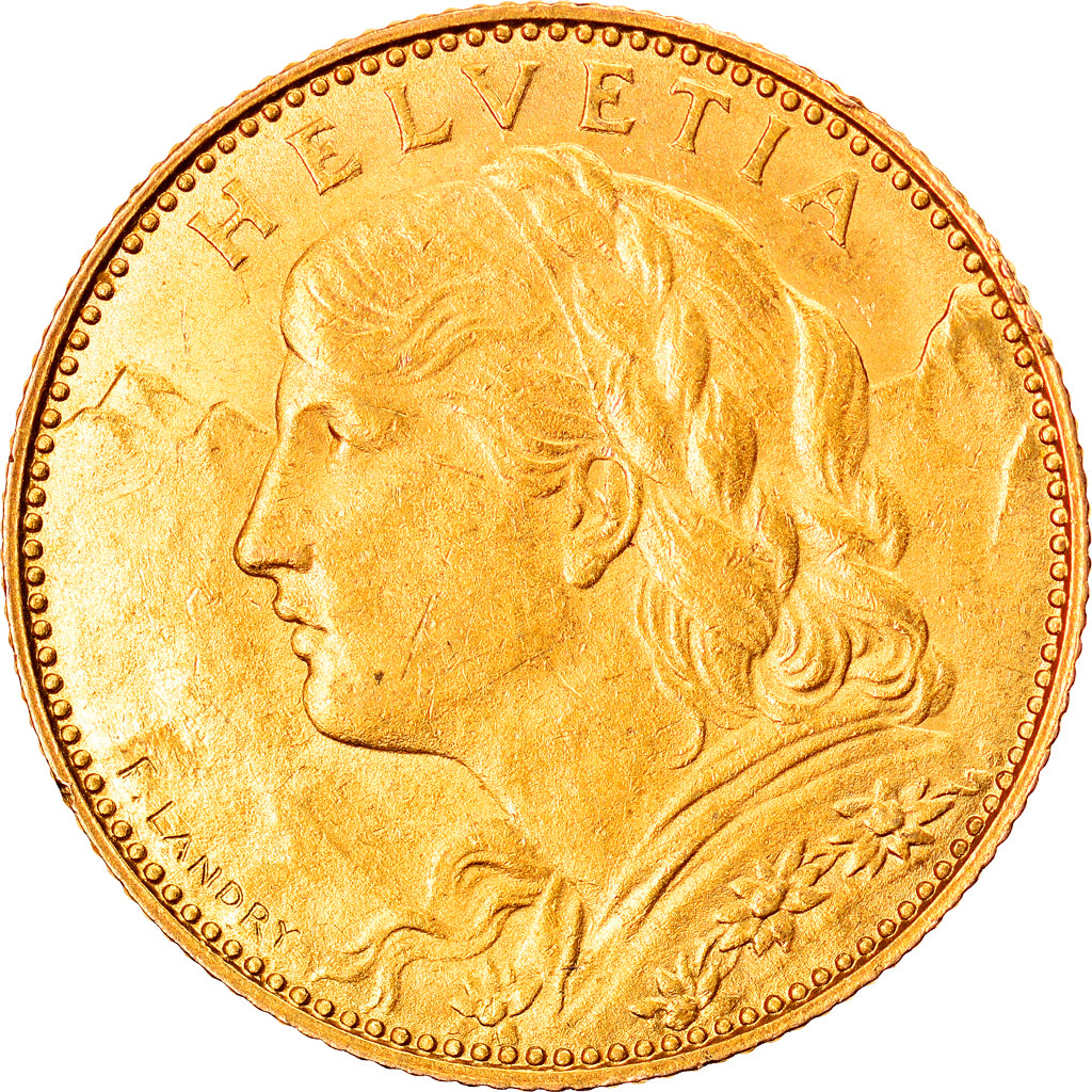 Coin, Switzerland, 10 Francs, 1922, Bern, AU(55-58), Gold, KM:36