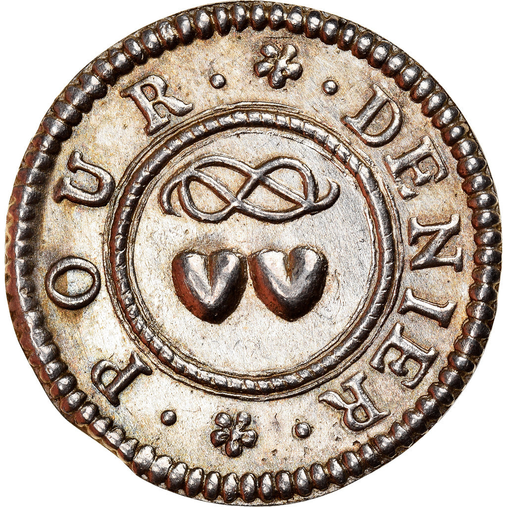France, Love Token, Treizain, Denier bractéate à épouser, MS(60-62), Silver