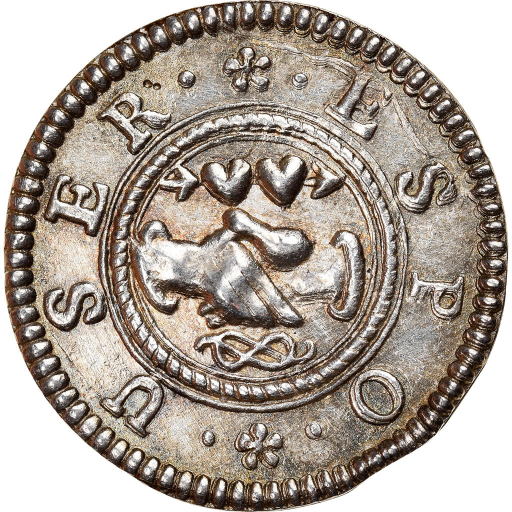 France, Love Token, Treizain, Denier bractéate à épouser, MS(60-62), Silver