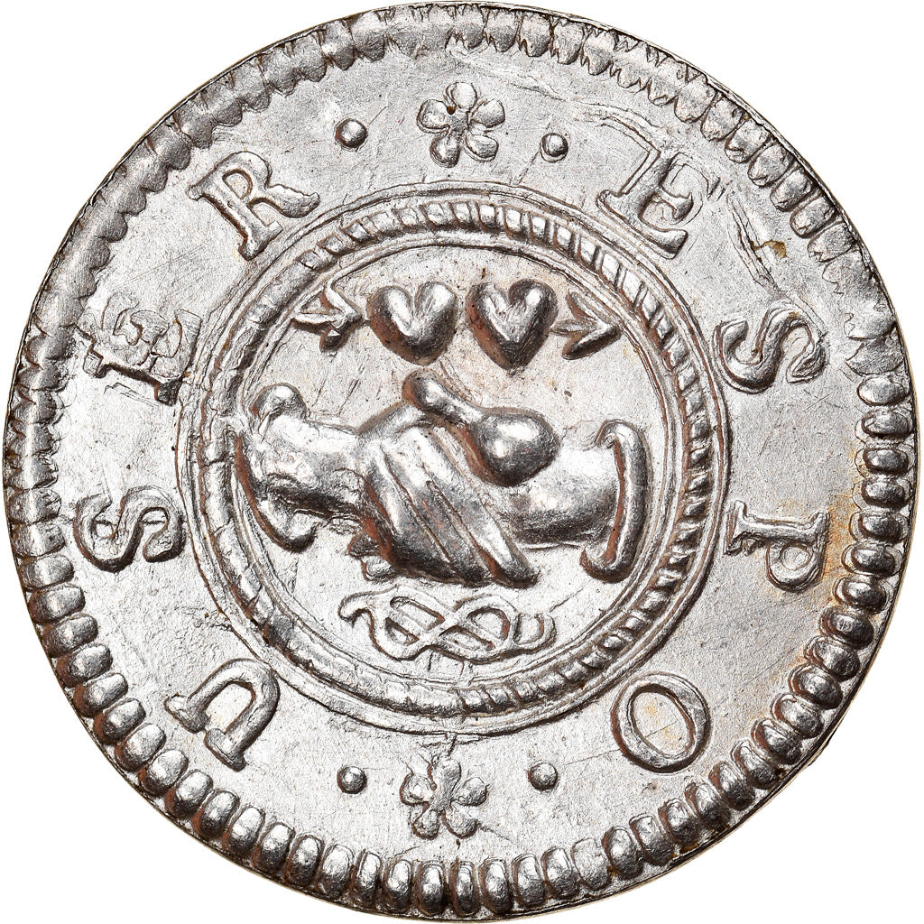 France, Love Token, Treizain, Denier bractéate à épouser, AU(55-58), Silver