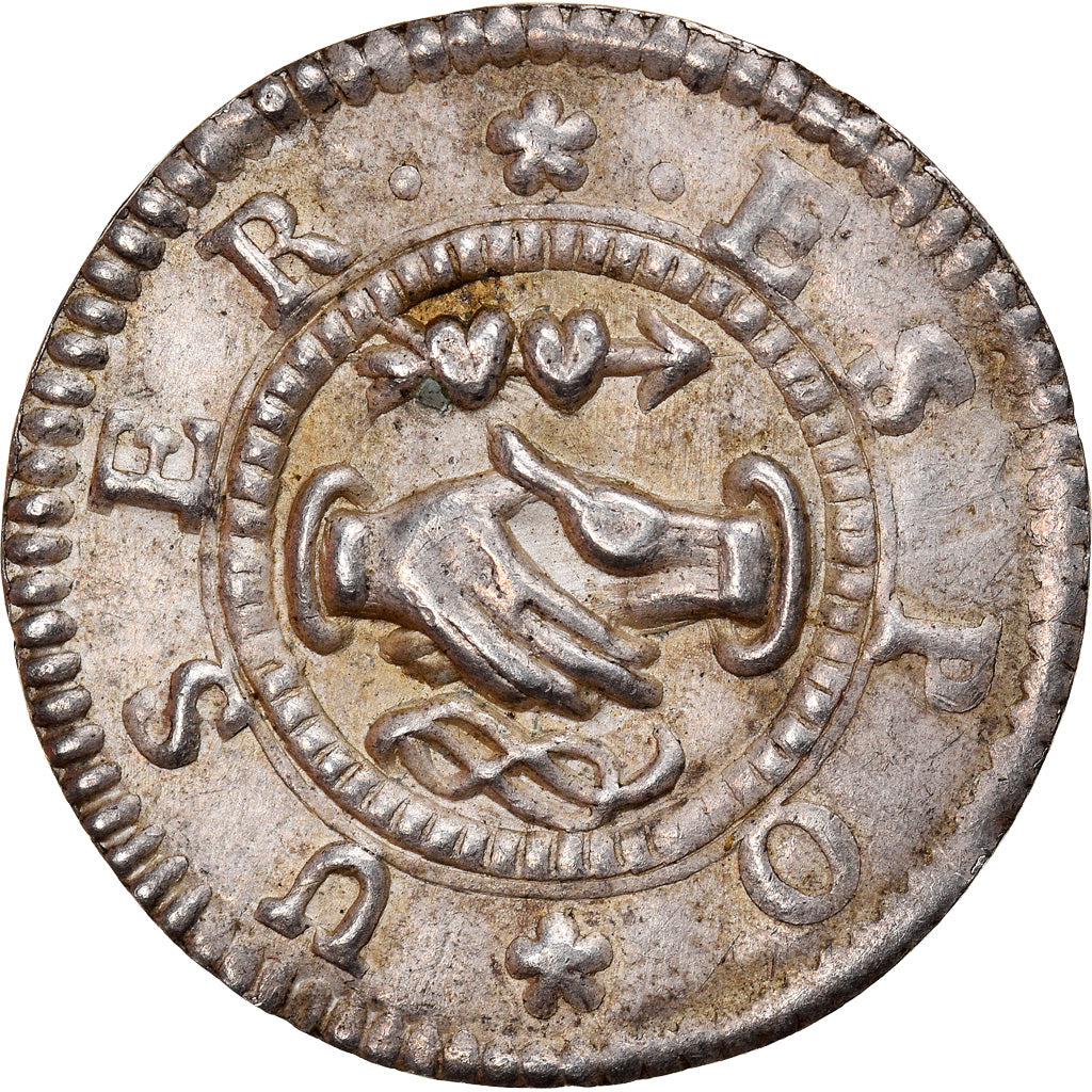 France, Love Token, Treizain, Denier bractéate à épouser, EF(40-45), Silver