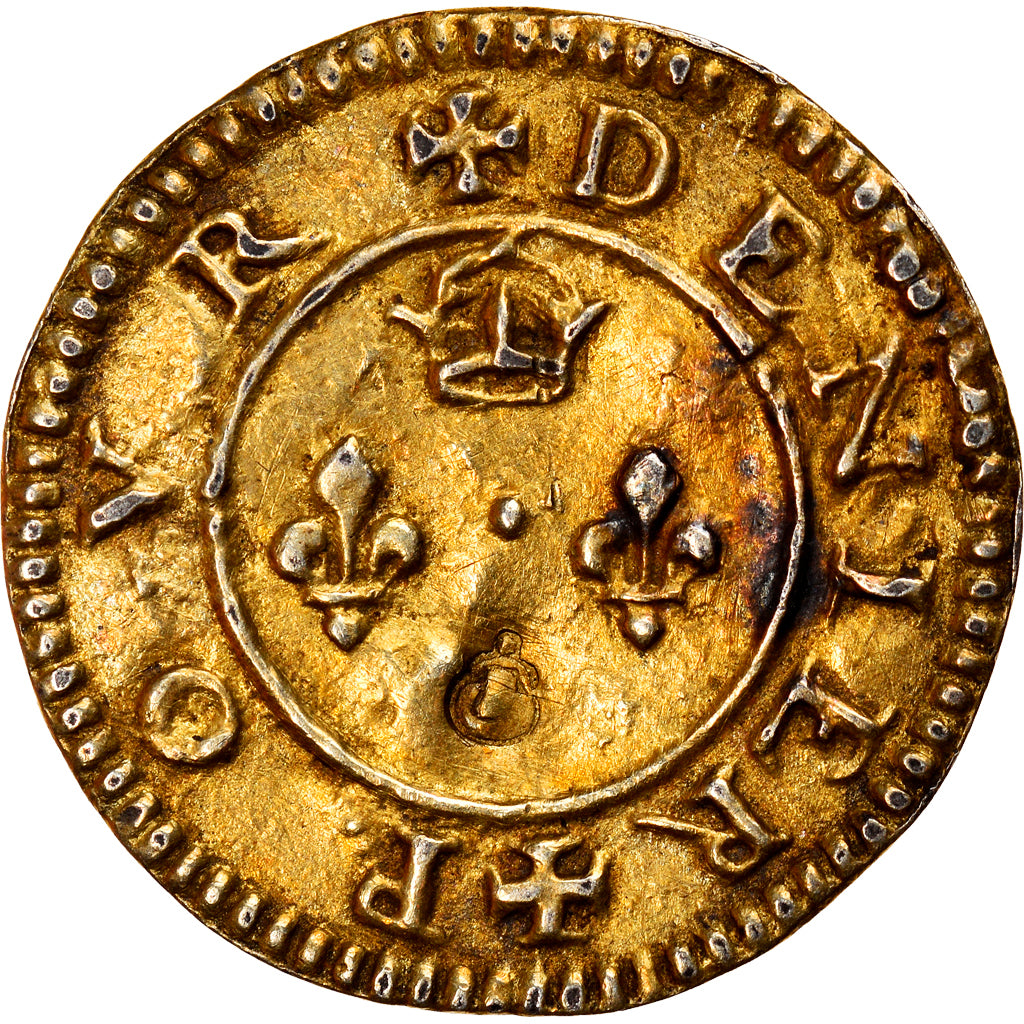 Francja, Love Token, Treizain, Denier bractéate à épouser, EF(40-45), Vermeil