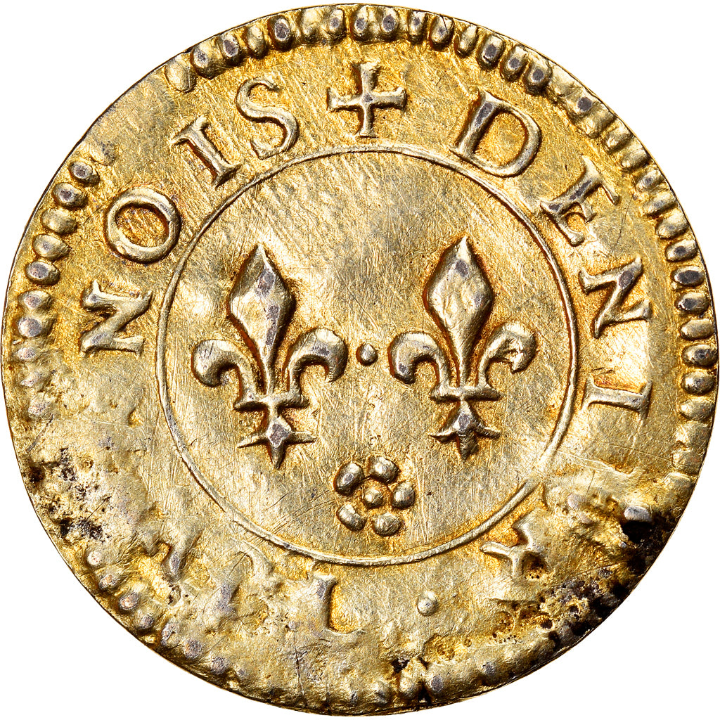 Francja, Love Token, Treizain, Denier bractéate à épouser, EF(40-45), Vermeil