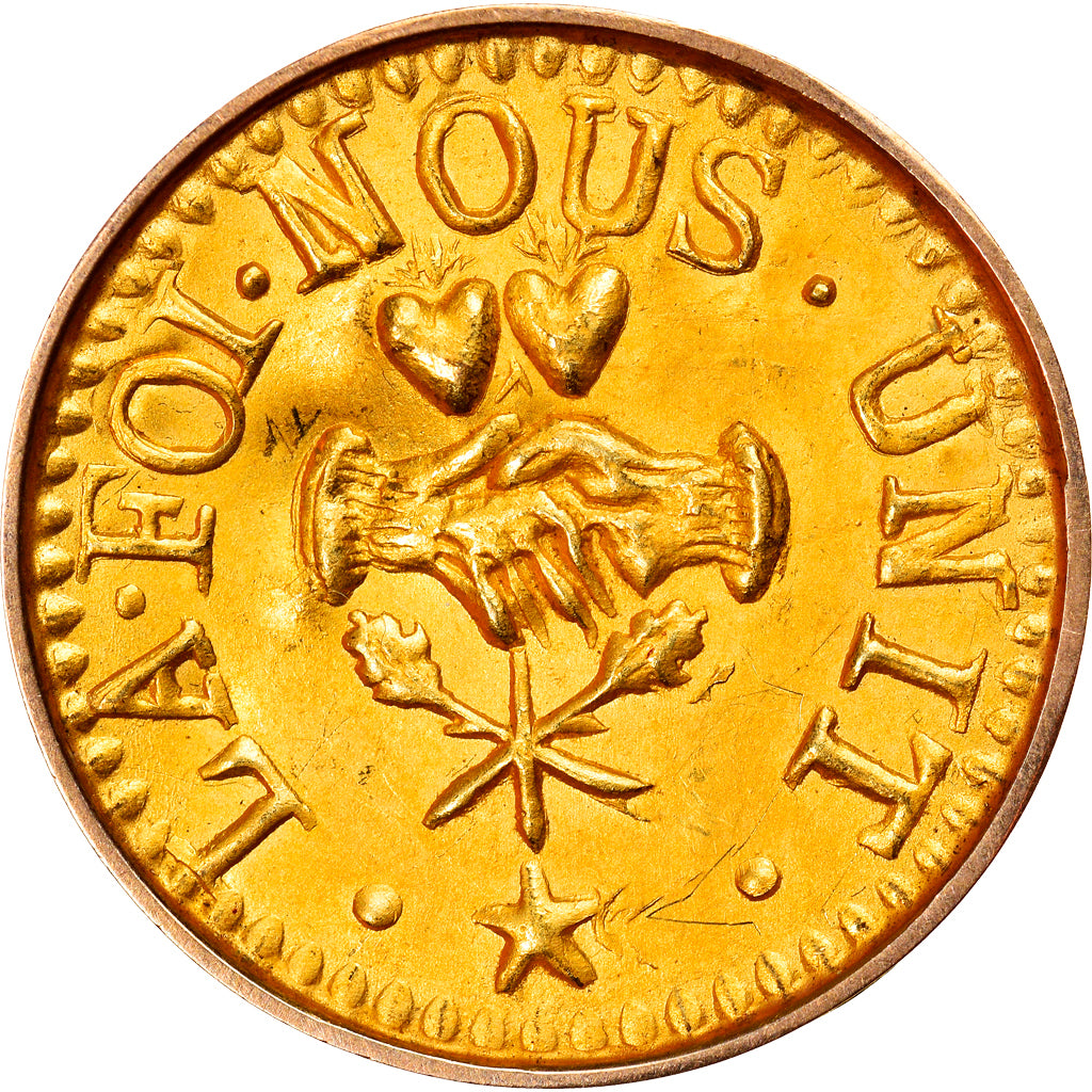 France, Love Token, Treizain, Denier bractéate à épouser, MS(60-62), Vermeil
