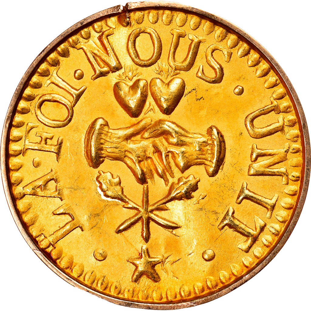 Francia, Love Token, Treizain, Denier bractéate à épouser, EBC, Oro vermeil