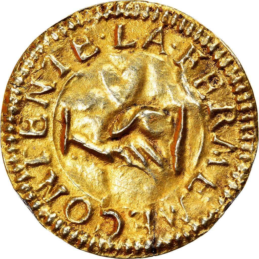 Francja, Love Token, Treizain, Denier bractéate à épouser, EF(40-45), Vermeil
