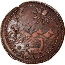 Moneda, Perú, 1/4 Peso, Quarto De; 2 Reales, 1823, Lima, MBC, Cobre, KM:138