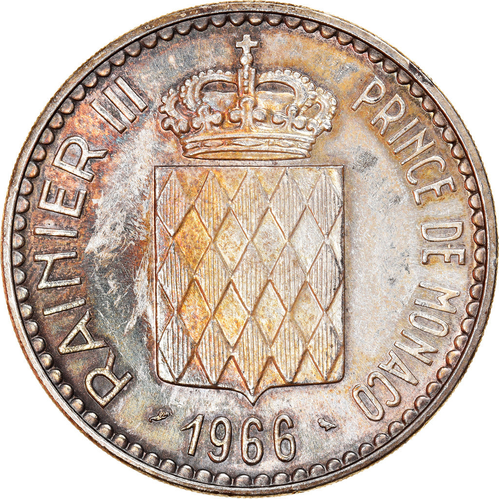 Coin, Monaco, Rainier III, 10 Francs, 1966, AU(55-58), Silver, KM:146
