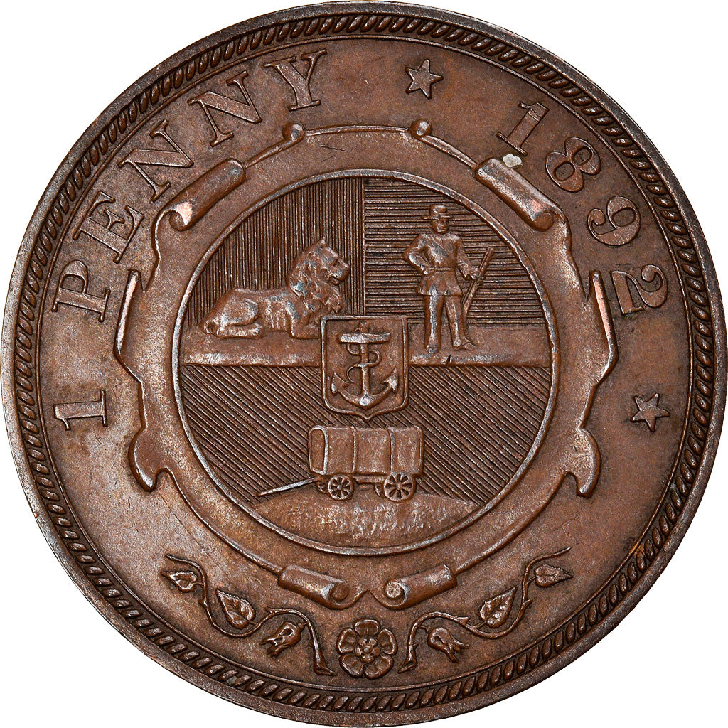 Coin, South Africa, Penny, 1892, AU(50-53), Bronze, KM:2