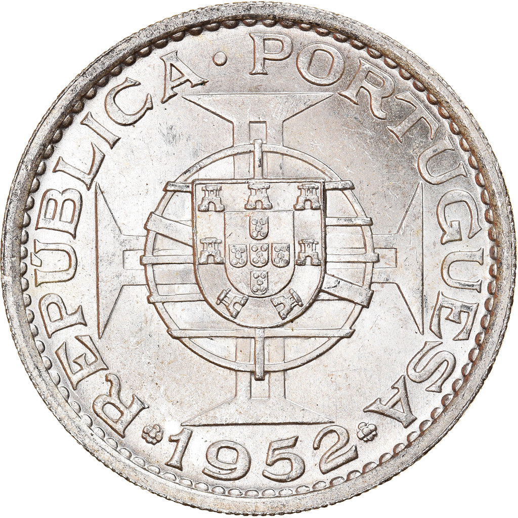 Coin, Macau, 5 Patacas, 1952, MS(60-62), Silver, KM:5