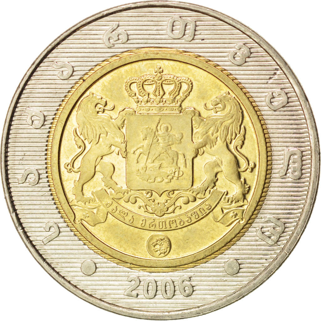 GEORGIA, 2 Lari, 2006, KM #94, MS(63), Bi-Metallic, 27, 7.97